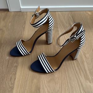 J. Crew Blue and White women’s striped heels size 9.5